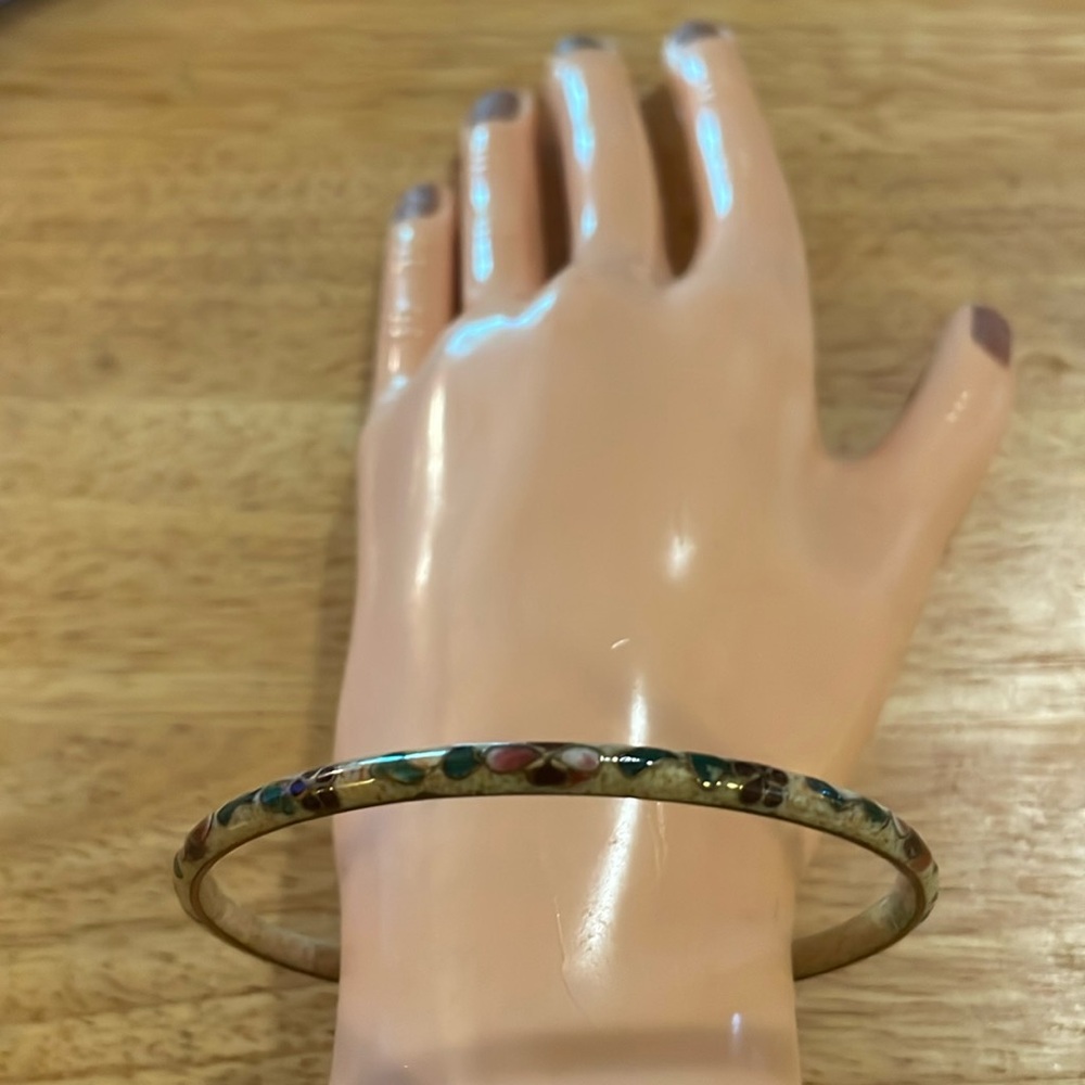 Vintage Enamel Bangle Bracelet Cloisonné